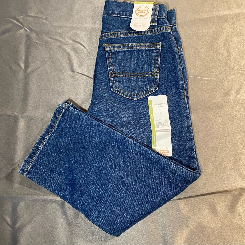 NWT Wonder nation adjustable waste, relaxed, fit kid size 5 jeans